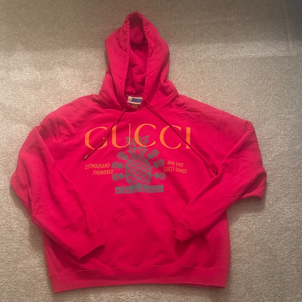 Gucci pink Hoodie with orange Logo